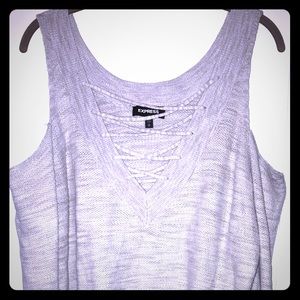 Express Cut Out Shoulder, Gray Sweater Size M, EUC
